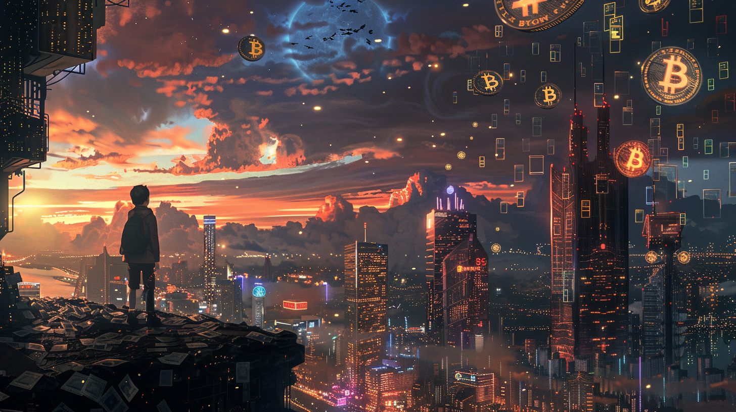 You are the main character looking into a futuristic landscape full of wealth, prosperity, financial freedom, unlimited energy, and it is all enabled by Bitcoin